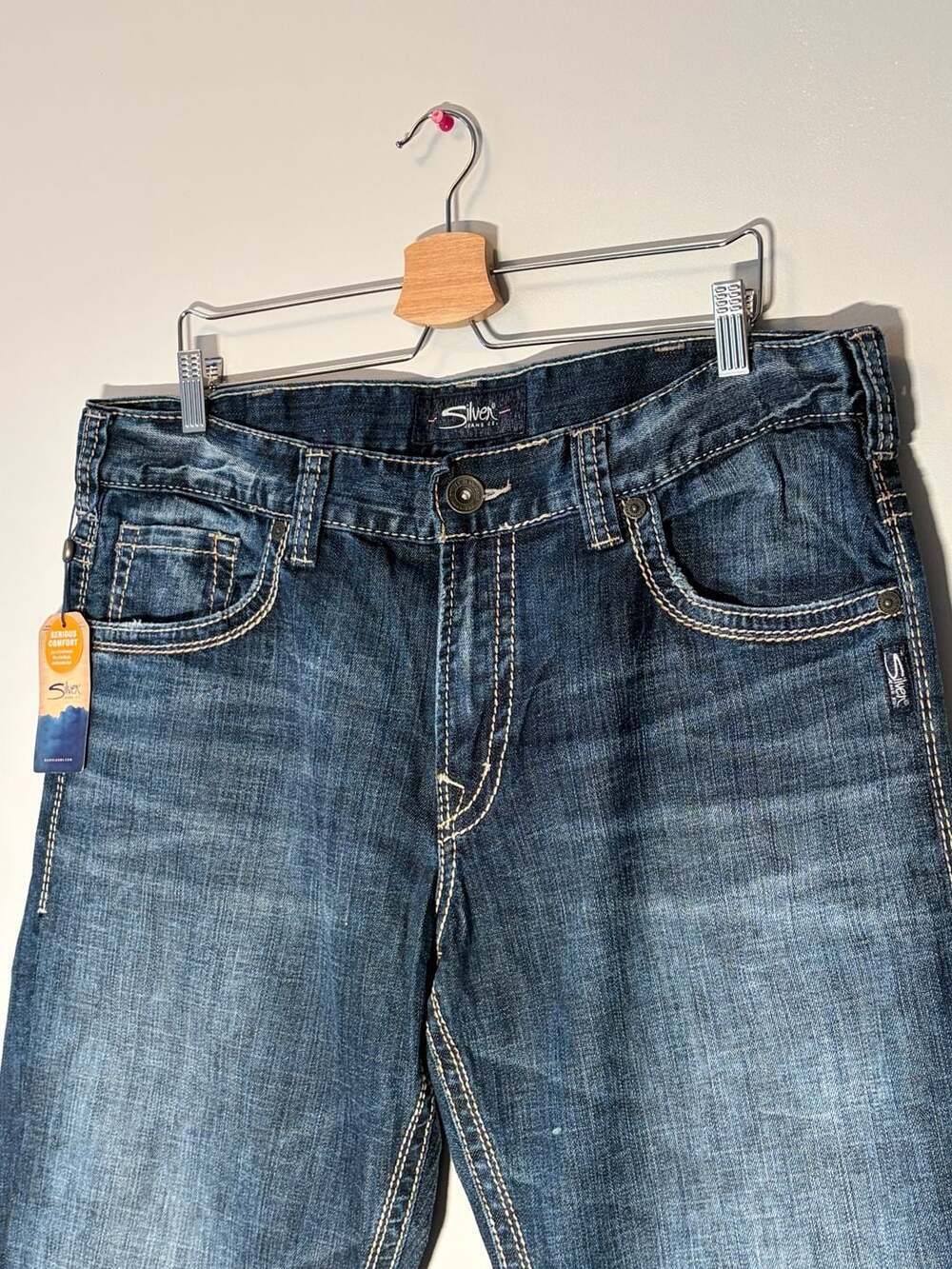 Silver Jeans Co. Hunter Athletic Fit Straight Indigo Denim Jeans W36 L34 - Picture 3 of 7